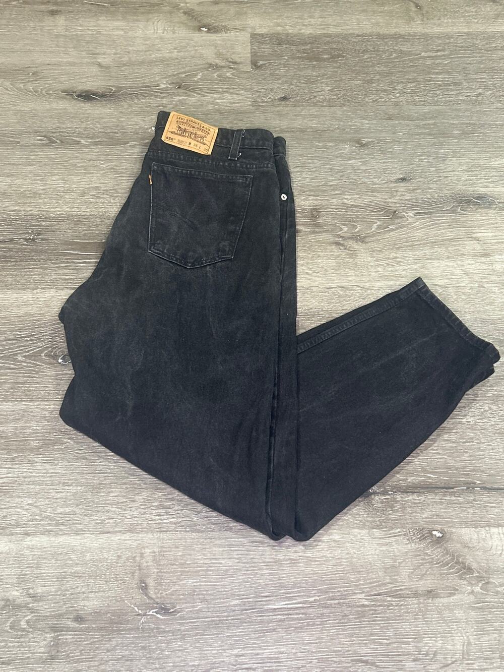 Vintage 90s Levis 550 Orange Tab Faded Black Jeans 36x30 Baggy Tapered